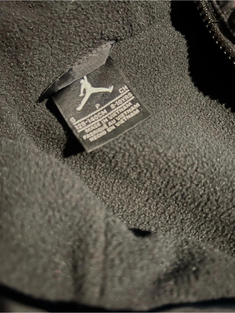 Jordan Black Boys Hood Jacket w/White Jumpman Sleeve Logo Size Small (8-10yrs)
